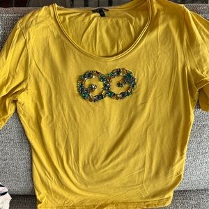 Escada Yellow short Sleeve Top with Embellishments